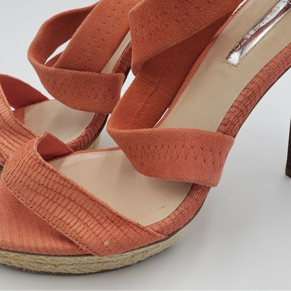 Halston Orange Espadrille Platform Pumps Size 10 - Picture 7 of 15